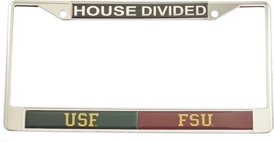 South Florida (USF) + Florida State (FSU) House Divided Split License Plate F...