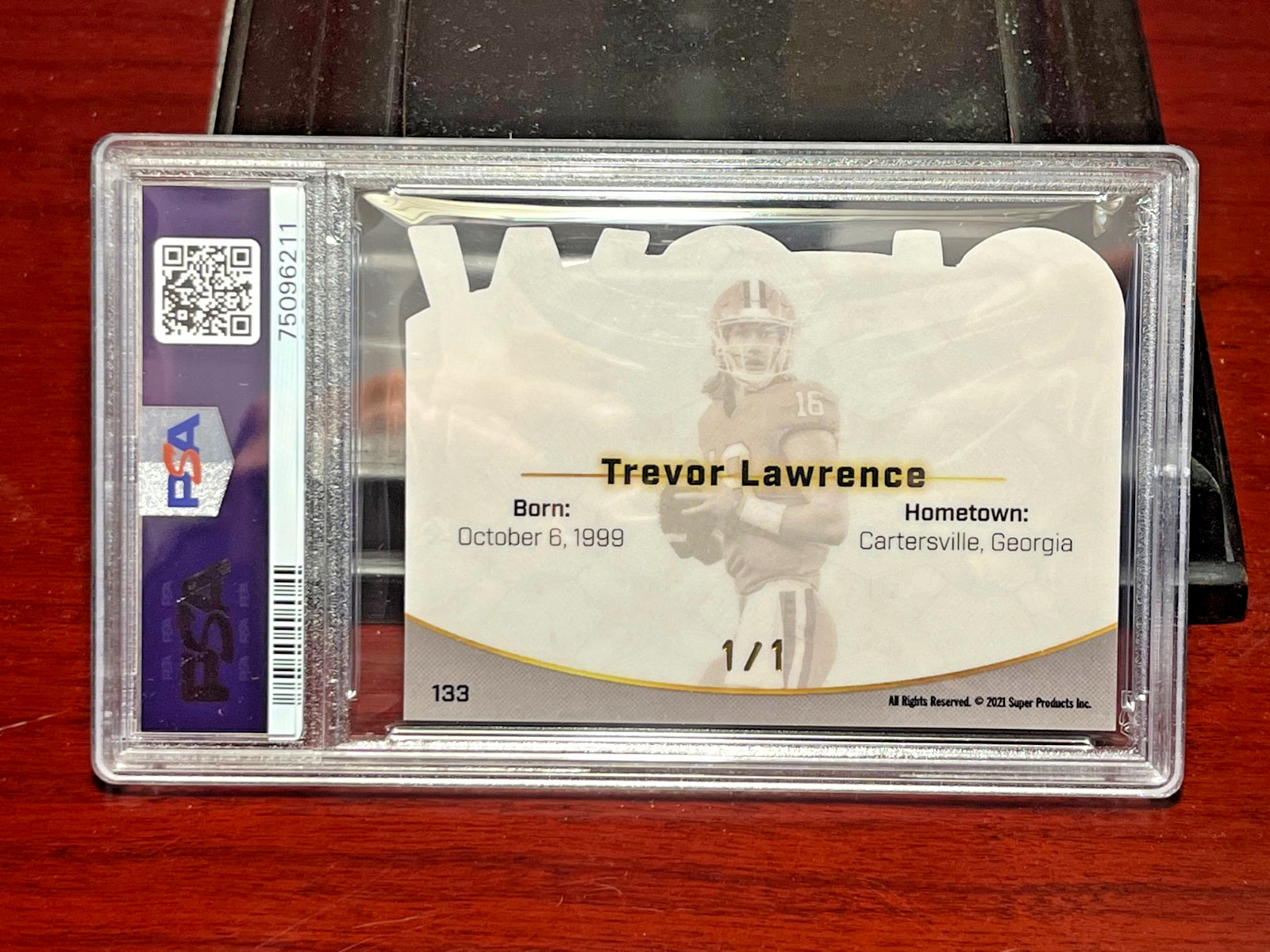 2021 TREVOR LAWRENCE ROOKIE CARD!  "YELLOW CRACKED ICE"  1/1 CARD!  PSA-9 MINT view 2
