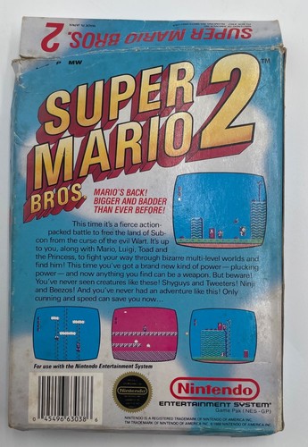Nintendo NES Super Mario Bros 2 Cartridge Video Game with Box Vintage - Picture 8 of 10
