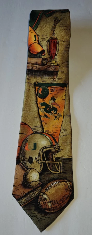 University Of Miami Hurricanes University Sports Tie 100% Silk 4"x 59" Long - Image 3 of 4
