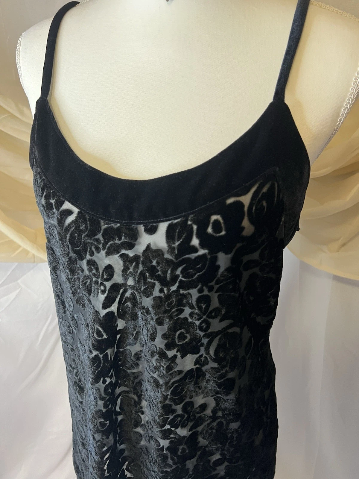 UNDERCOVER Abito vintage anni 90 Victoria's Secret etichetta oro floreale burnout velluto slip gotico taglia M