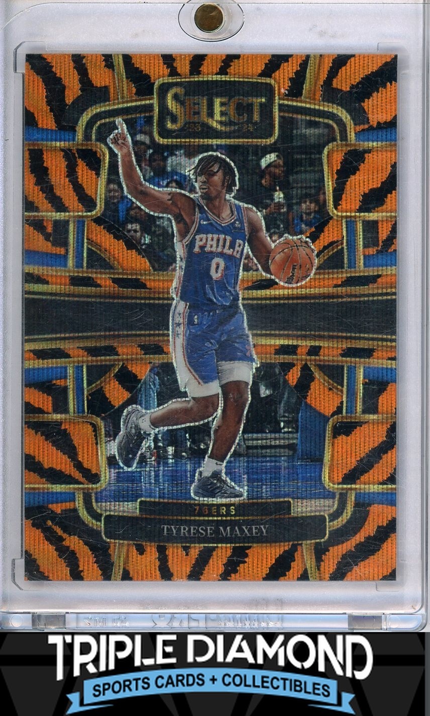 2023-24 Panini Select Tyrese Maxey Concourse Tiger Stripe Prizm SP 76er L64