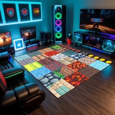 Game Room Rug Video Game Decor Block Theme Carpet Gaming Floor Mat 3x5 Ft