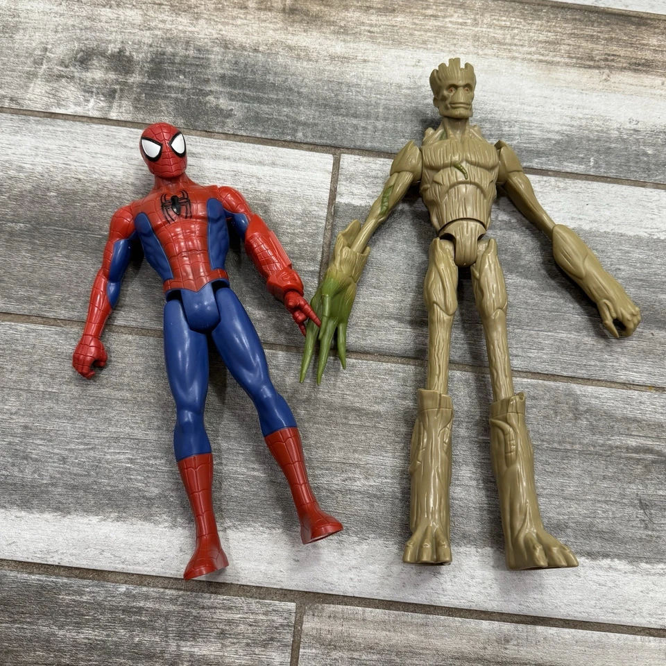 "Figura de acción Spider Man & Groot Marvel Guardianes de la Galaxia juguetes de 11"" y 15""" Foto 2 de 4