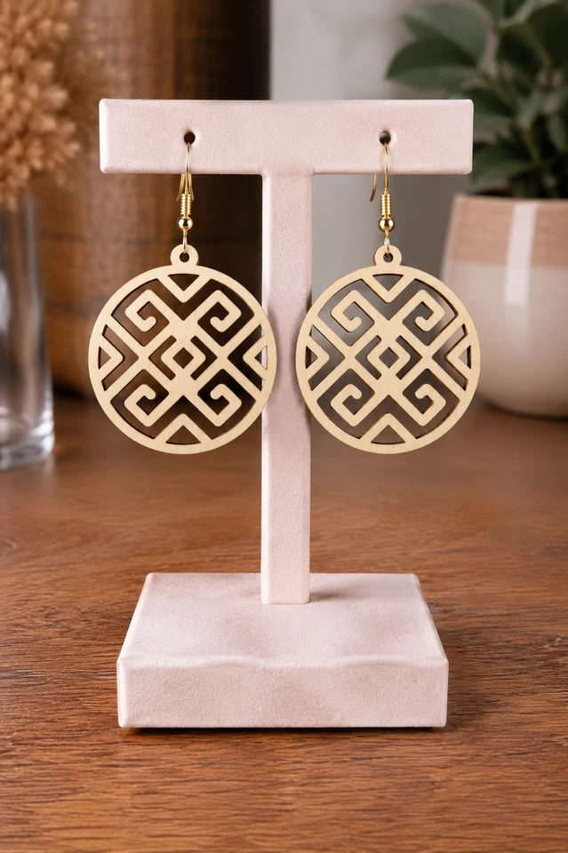 Boucles d'oreilles en bois - Photo 1/1