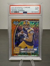 2024 Bowman U Chrome #128 Mason Taylor Orange Shimmer #'d /25 SSP Jets PSA 9