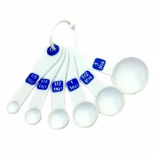 Chef Craft EZ-Read Large Print Plastic 6 Piece Measuring Spoon Set - Blue