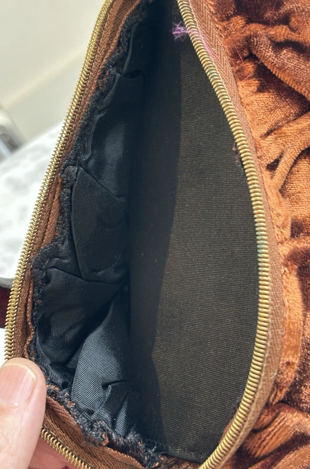 Bolso clutch vintage de terciopelo con cordón y cremallera, divertidos regalos de moda para ella Foto 3 de 4