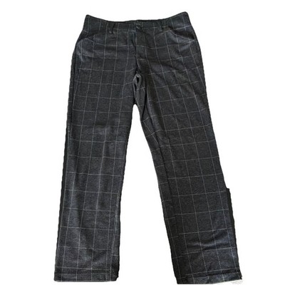 Lee Riders Straight Fit Gray Windowpane Dress Pants 34W Stretch Pockets