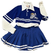 VTG 70s Football Knitted Cheerleader Uniform Set Sweater Sz M Skirt Sz S Rugby