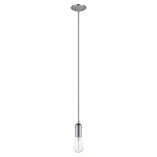 Globe Electric 1-Light Chrome Mini Pendant with Grey Woven Cloth Rope Socket