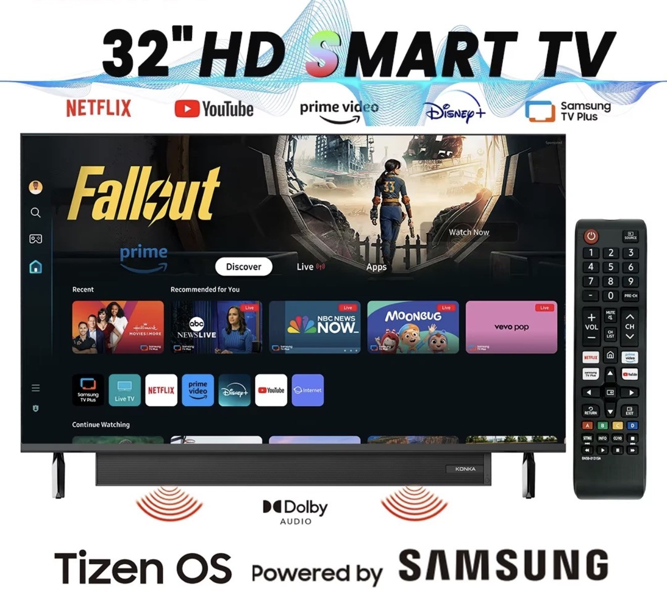 32 Inch Smart Powered By SAMSUNG Built-in 30W Soundbar HDR10 V Max Display