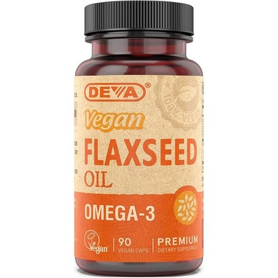 Deva Vegan Flaxseed Oil Omega-3 90 Capsules Supplement