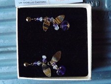 orecchini oro 18 kt Castoro oro+ pietre in ametista nuovi mai usati, scatola