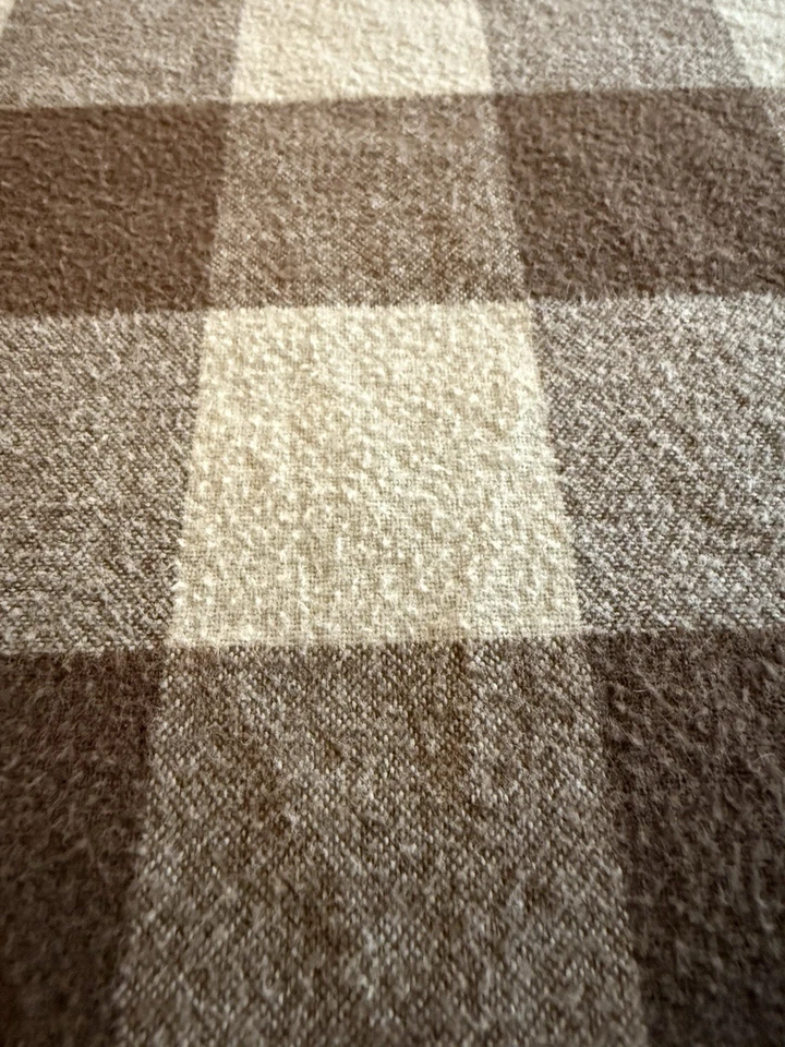 Vintage L.L. Bean Full Size Cotton Flannel Duvet Cover Brown And Cream Plaid - Image 3 of 4