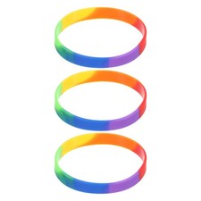 3Pcs Bracelets Wristbands 1/2 Inch Width 8.5" Length Rainbow