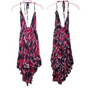 free people 100 degree backless halter dress Boho Mini Dress "100 Degree" Rust Halter Top With Tiered Polka Dot Net   Made4Walkin
