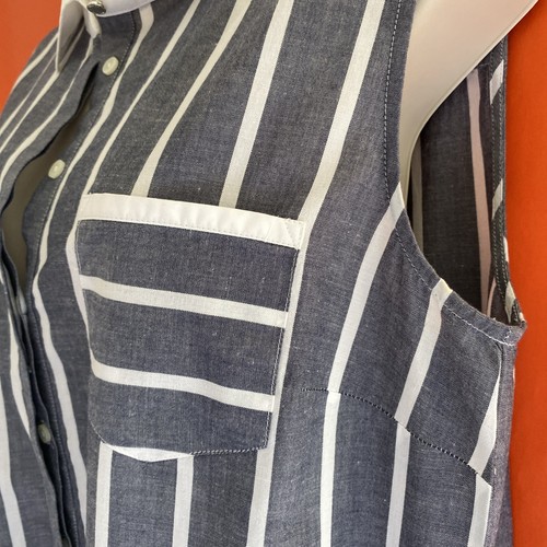 Tommy Hilfiger Women's Size 12 Striped Cotton/Linen Midi Dress Button & Tie - Picture 9 of 18