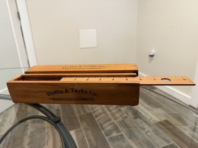 Hollis & Tacks Co Antique Decorative Wood Pencil Box With Ruler