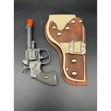 Vintage Toy Cap Gun 1950's HUB in Leather Holster