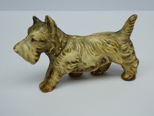 VINTAGE MOULDED PLASTIC / CELLULOID CREAM / WHEATEN SCOTTISH TERRIER FIGURINE