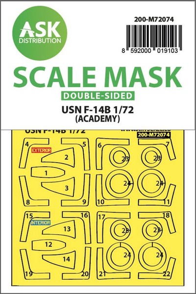Art Scale Kit 200-M72074 - 1:72 F-14B Double-Sided Express Fit Mask For Academy-image