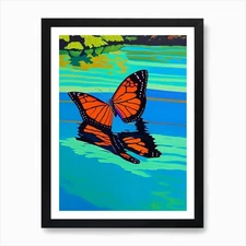 Butterfly On Lake Pop Art David Hoc Framed Wall Art Poster Canvas Print Picture