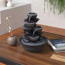 Desktop Water Fountain Decor – Zen Cascading Rock Decor to Enhance Home Atmosphe