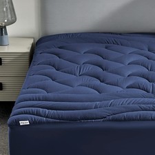SLEEP ZONE Cooling Queen Mattress Topper, Premium Zoned Cool Queen, Navy