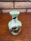 Vintage Japanese Green Vase Black Bamboo Pattern 4" x 1.5" Collectible Rare find