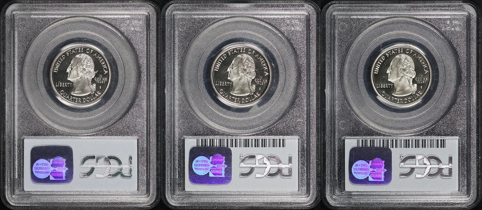2002-S IN, NY, & RI Clad State Quarter 3 Coin Set PCGS PR-69 DCAM - Image 2 of 2