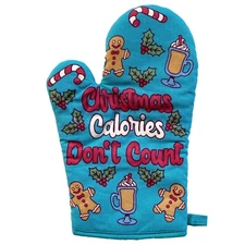 Christmas Calories Don't Count Oven Mitt Funny Holiday Baking Gingerbread