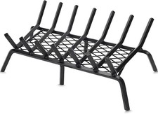 Fireplace Grate w/Ember Retainer Cast Iron Chimney Hearth Wood Stove Burning