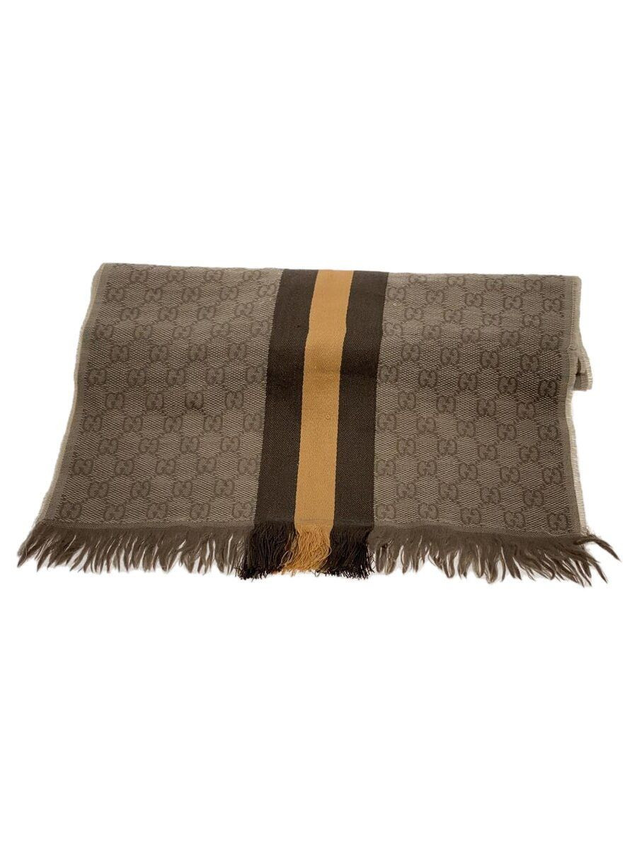 GUCCI womens gray wool scarf with allover pattern