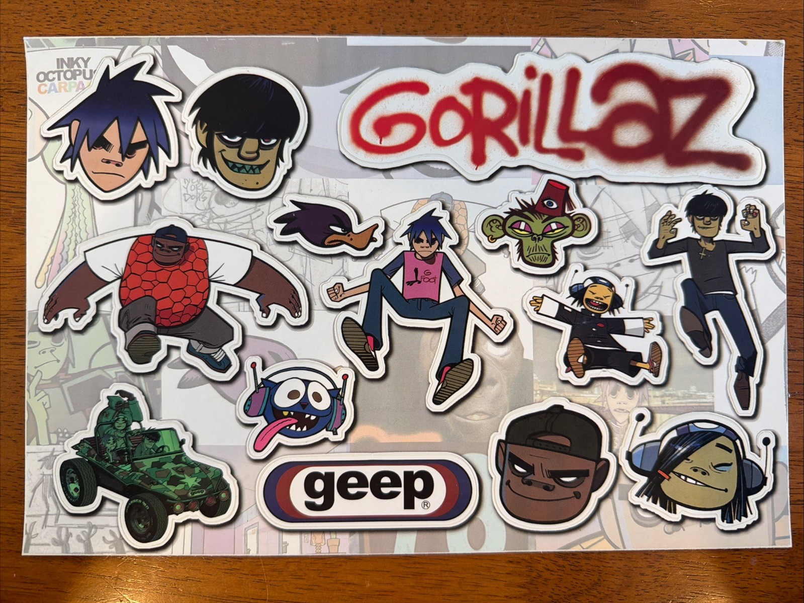 2 Promotional Gorillaz sticker sheets from debut album, 2001.