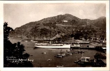 RPPC Avalon Harbor Boats Steamship Catalina Island California Real Photo