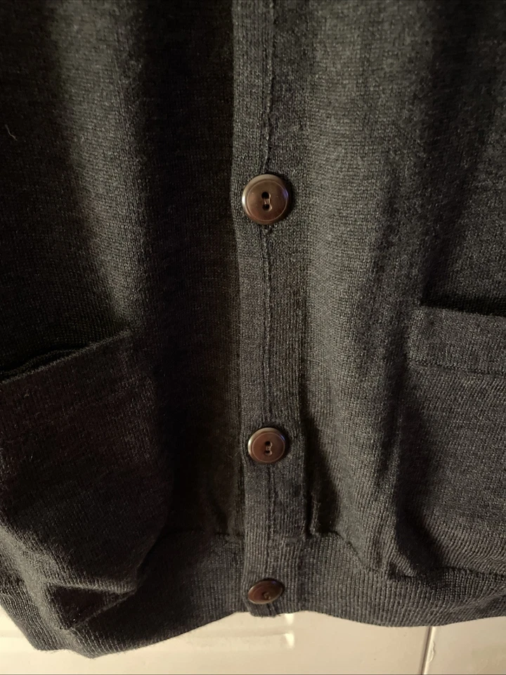 J. Crew Cardigan Sweater Men’s XL Heather Ebony 100% Fine Merino Wool Classic - Image 2 of 4