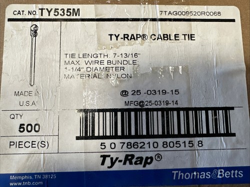 🔴(QTY 500) Ty-Rap TY535M Thomas & Betts Nylon Kabelbinder Reißverschluss 8"!!️ - Bild 2 von 2