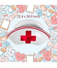 12pcs Nurse Cap & Heart Balloons Nursing School Graduation Party Decor.