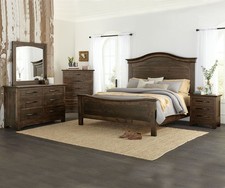 Solid Wood Farmhouse Panel Bedroom Set Queen King
