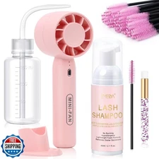 EMEDA Lash Shampoo Kit 2.02 fl oz Lash Cleaning Kit with Rechargeable Fan Dry