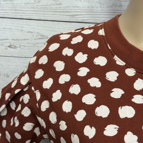 Sudadera Recortada Madewell XS Marrón Blanco Algodón Estampado Manga Larga Informal Top - Imagen 3 de 12