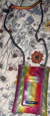 Kurt Geiger Rainbow Metallic Quilted Small Crossbody Bag with Chain Strap