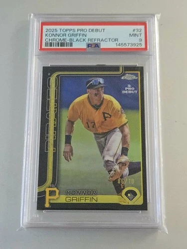 2025 Topps Pro Debut Chrome Konnor Griffin #PDC-32 Black Refractor #6/10 PSA 9
