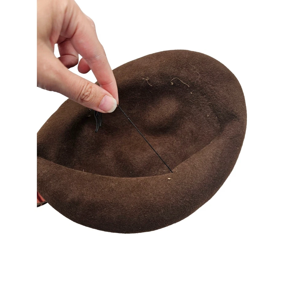 Antiguo sombrero derby de terciopelo marrón y bronce vintage Foto 4 de 4