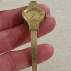 Vintage Timex Watch Women 22mm Gold Tone Oval Cuff Manual Wind Up SMALL 5.75"