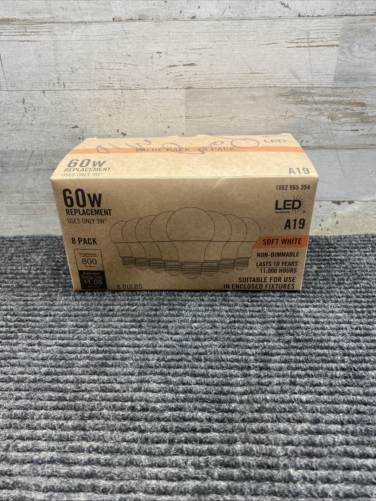 8pk Ecosmart 60W LED Light Bulb A19 Non Dimmable Soft White Long Life Bulk Pack