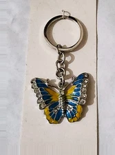 YELLOW AND BLUE BUTTERFLY KEYCHAIN (E)