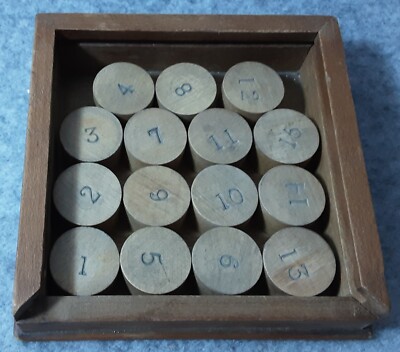 Wooden Magic Square Puzzle Number 1-15 Round Pieces Brain Teaser