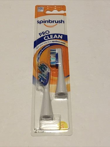Spinbrush Pro Clean Replacement Heads, Soft Bristles, for Battery Toothbrush, 2-
